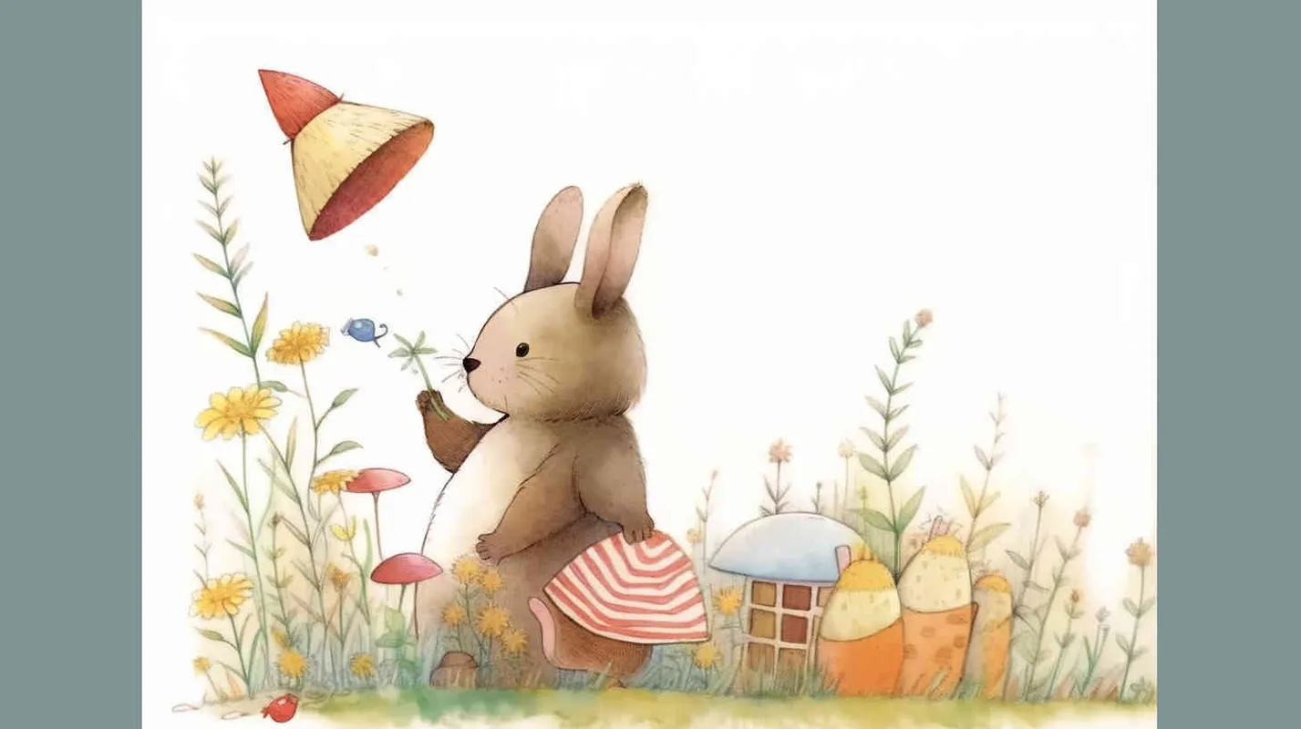 a rabbit lives in a mushroom house,  fairy tales, at ink and wash style, colored pencil style , hand drawn style , with brush strokes , black strokes , graffiti , hand - drawn , watercolor , crayon ,  random strokes ,8k，super high details , HDsmooth , by Jon Burgerman -- niji 5- s 180- style expressive - style1部分