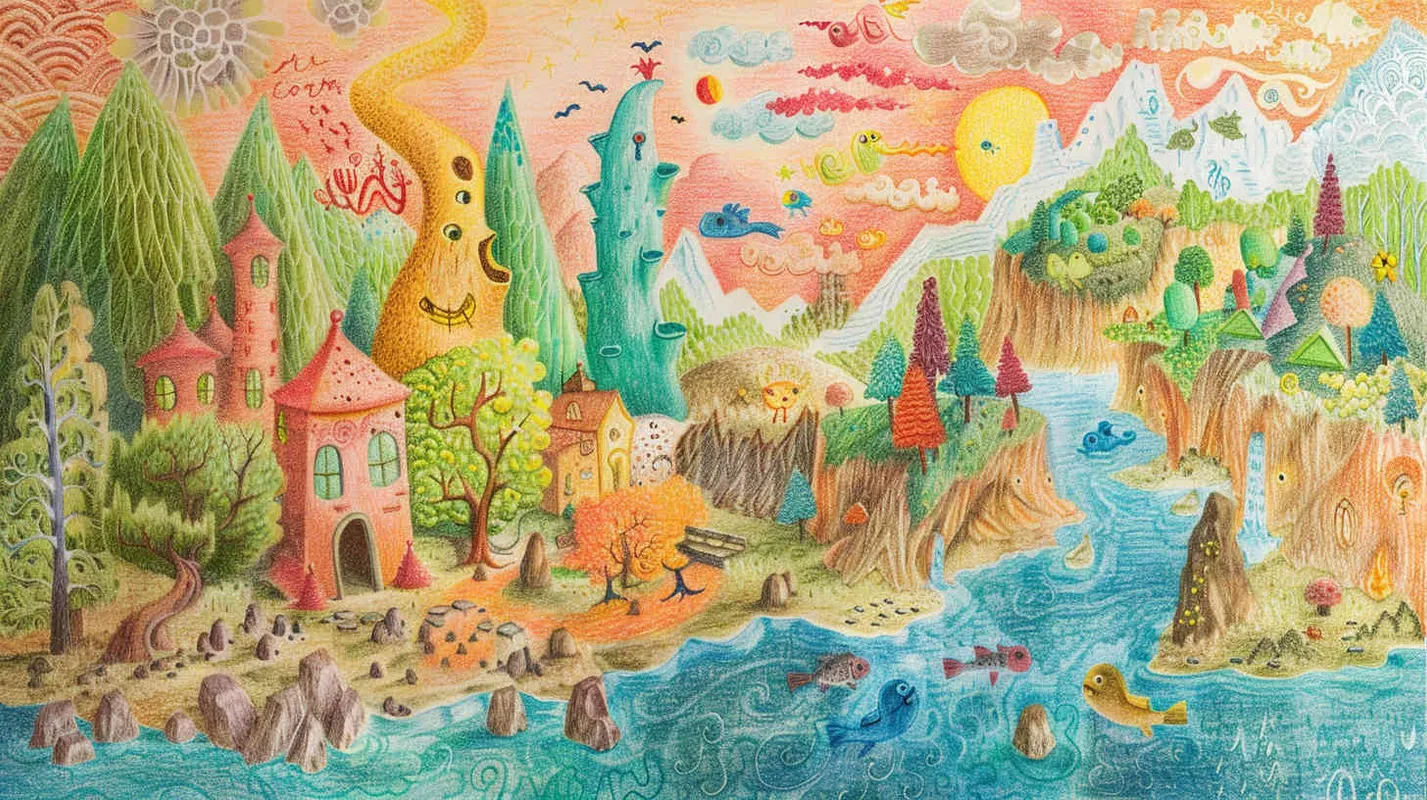 儿童绘本,彩色铅笔画 - AI绘画作品展示 | Midjourney中文版生成