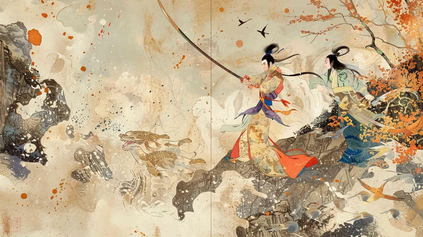 儿童绘本，工笔绢品画风格，赵子龙鏖战长坂坡 - style1部分