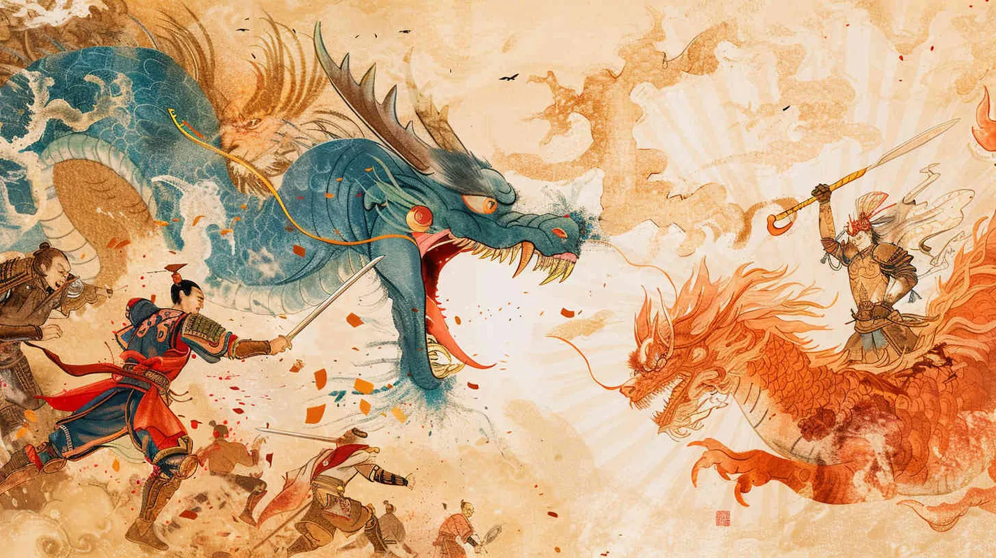 儿童绘本，工笔绢品画风格，赵子龙鏖战长坂坡 - style3部分