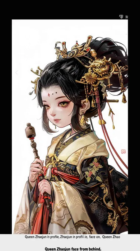 王昭君IP形象，王昭君正面，王昭君侧面，王昭君背面， - style2部分