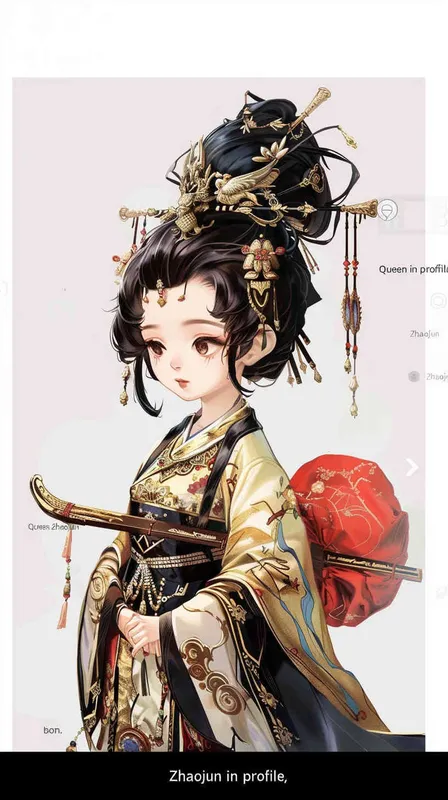 王昭君IP形象，王昭君正面，王昭君侧面，王昭君背面， - style3部分