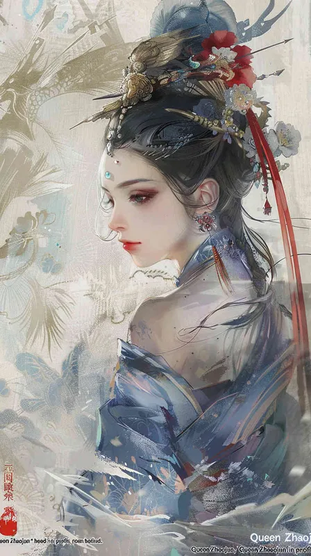 王昭君IP形象，王昭君正面，王昭君侧面，王昭君背面， - style1部分