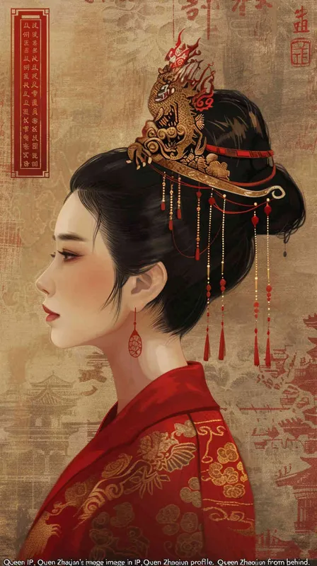 王昭君IP形象，王昭君正面，王昭君侧面，王昭君背面， - style2部分