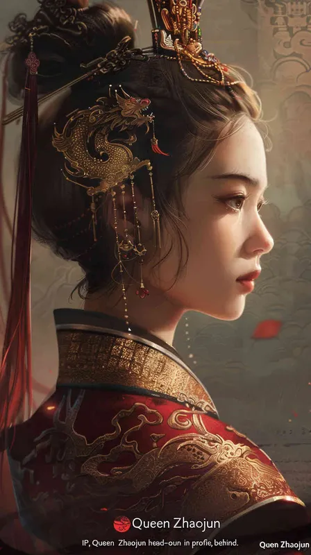 王昭君IP形象，王昭君正面，王昭君侧面，王昭君背面， - style4部分