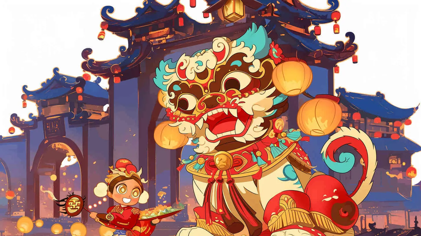 唐代夜晚街景，元宵节热闹非凡得盛世，过节的气氛，背景是大唐得城门，近景镜头，平视视觉，国风插画，扁平风格 - AI绘画作品展示 | Midjourney中文版生成