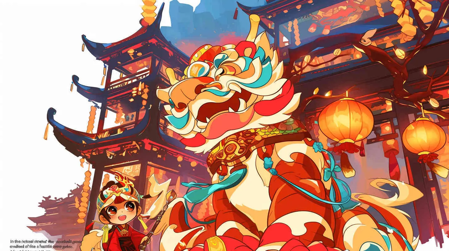 唐代夜晚街景，元宵节热闹非凡得盛世，过节的气氛，背景是大唐得城门，近景镜头，平视视角，国风插画，扁平风格 - style4部分