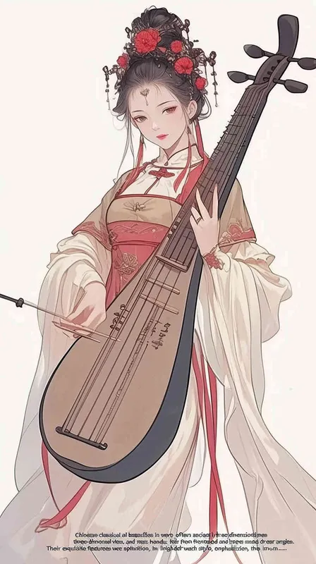 ((中国古典美女))((古代美女))((必须三视图))((双手抱着琵琶))((四视角度))((正面身，侧面身，背面身))((双手都要抱着琵琶))((全身))((三视图，正身，侧身，后背))((正身，侧身，和后背))((水墨画风格))((8000k分辨率))((高清画质))((精细脸))((精致画质))((必须三视图))((正面，侧面，后背))((不要单个乐器))((人物一定要有侧面))((全身像)) - style3部分