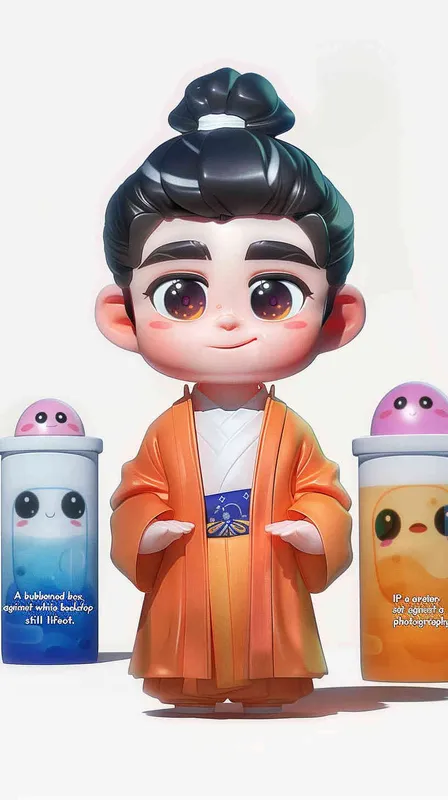3维IP形象，泡泡马特盲盒，C4D风格，白色背景，静物摄影 - style1部分