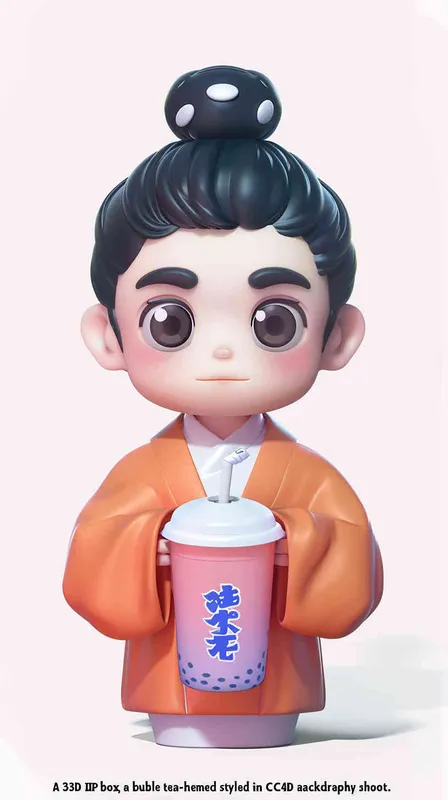 3维IP形象，泡泡马特盲盒，C4D风格，白色背景，静物摄影 - style2部分