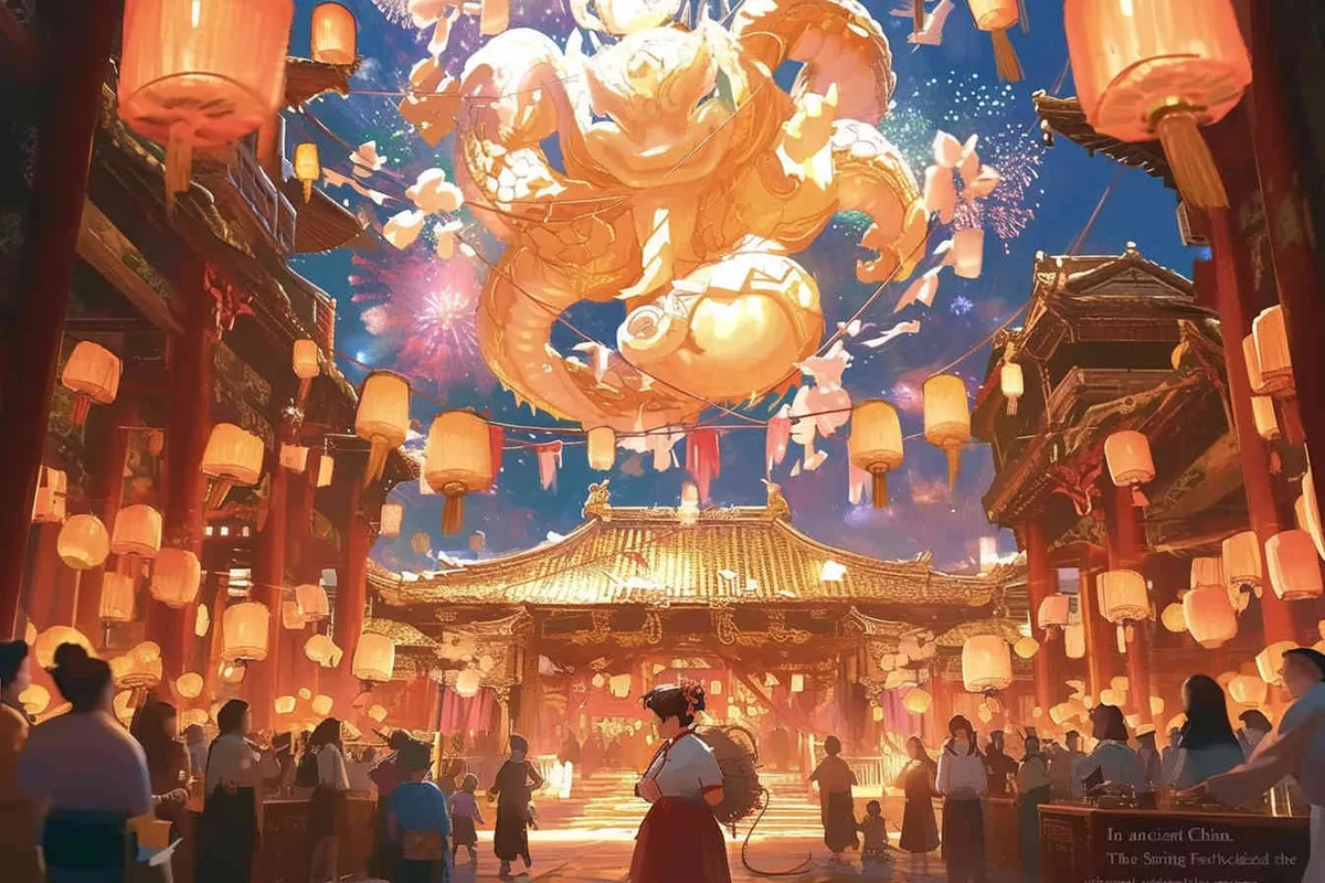 In ancient China, the bustling Spring Festival scene - style2部分