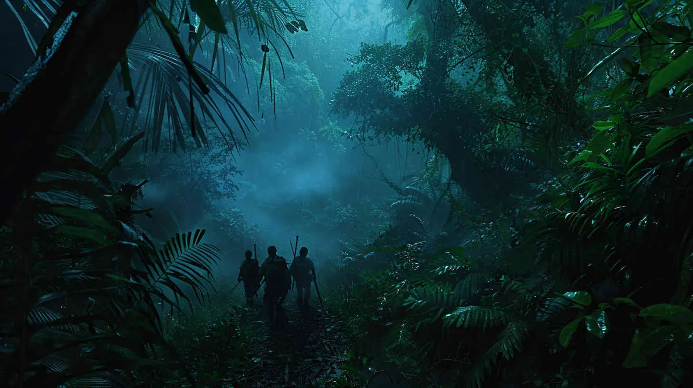 Amidst the towering trees and tangled undergrowth of the Amazon, Professor Johnson and his intrepid team navigate through the dense jungle, following the trail of the lost explorer in search of the elusive Heartland. Equipped with machetes and determination, they forge ahead into the unknown, ready to uncover ancient secrets hidden within the depths of the rainforest. - style4部分
