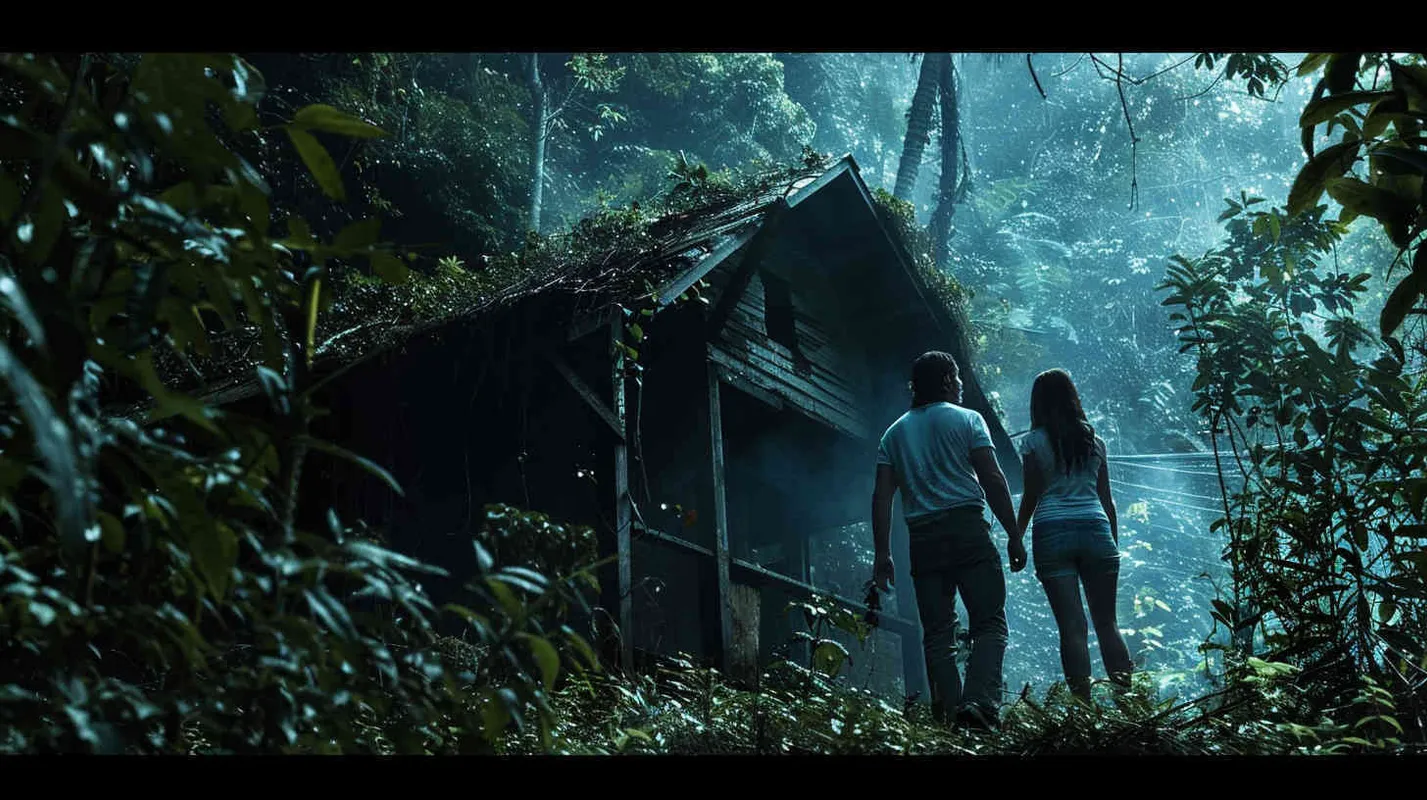 In the heart of the dense jungle, Michael urges the team onward in their quest for answers, while Anna's unease intensifies, a palpable sense of foreboding creeping over her. As dusk settles, they opt to seek refuge within the dilapidated cabin. In the witching hours, Kate and David are startled by peculiar noises, like spectral whispers weaving through the undergrowth. Despite their fear, Professor Johnson offers reassurance, attributing the sounds to the nocturnal activities of jungle fauna. - style1部分