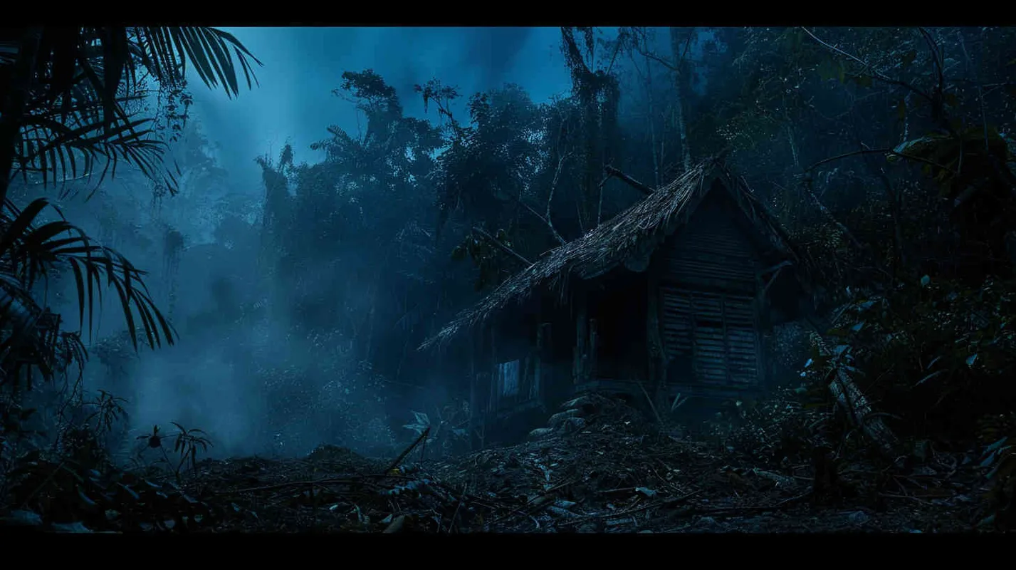 In the heart of the dense jungle, Michael urges the team onward in their quest for answers, while Anna's unease intensifies, a palpable sense of foreboding creeping over her. As dusk settles, they opt to seek refuge within the dilapidated cabin. In the witching hours, Kate and David are startled by peculiar noises, like spectral whispers weaving through the undergrowth. Despite their fear, Professor Johnson offers reassurance, attributing the sounds to the nocturnal activities of jungle fauna. - style2部分