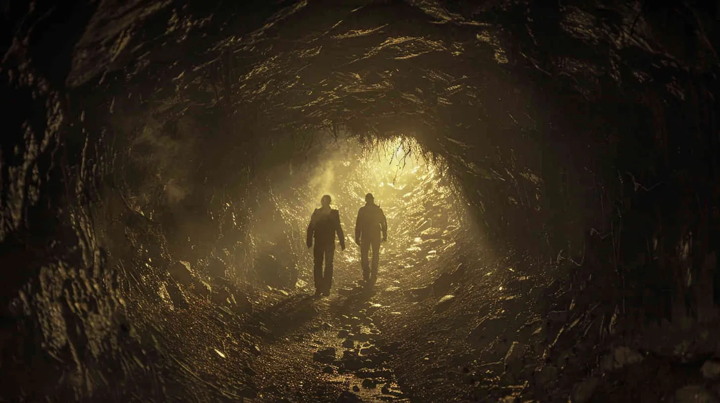 Professor Johnson and his team find themselves stunned by the scene unfolding before them. Confronted with a passage descending into the depths of the earth, flanked by boundless darkness. Though fear grips their hearts, they make the decision to continue forward, knowing they have already committed too much to retreat. - style1部分