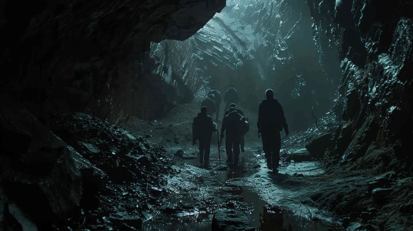 Professor Johnson and his team find themselves stunned by the scene unfolding before them. Confronted with a passage descending into the depths of the earth, flanked by boundless darkness. Though fear grips their hearts, they make the decision to continue forward, knowing they have already committed too much to retreat. - style3部分