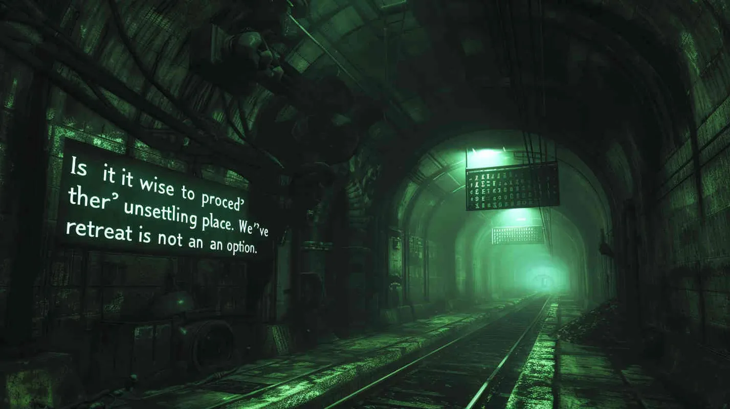 Venturing into the dimly lit tunnel, the darkness pressing in on all sides. Michael's apprehension grew as he whispered, 