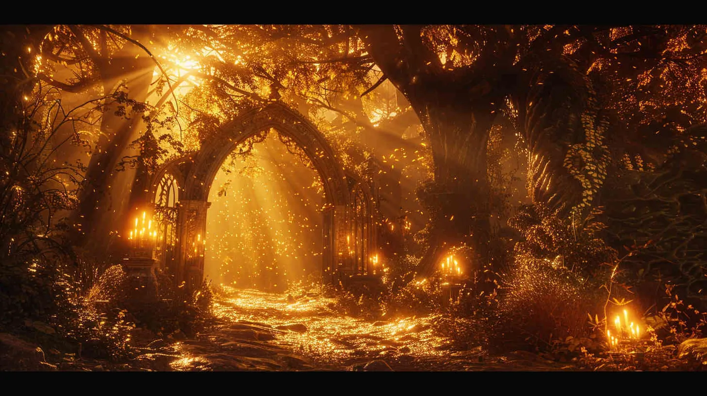 Photo, photorealistic, dramatic lighting, wide angle shot, intricate details, mystical ambiance, golden hour lighting, fantasy style. - AI绘画作品展示 | Midjourney中文版生成
