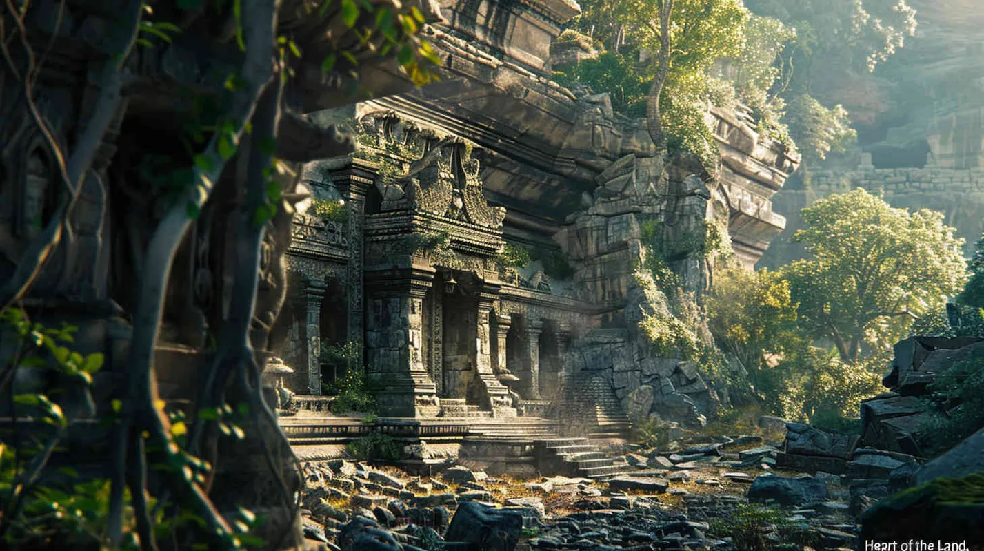 Amidst the desolate land, they stumble upon an ancient temple emanating a mysterious glow, seemingly guiding their path forward. Determined, they decide to enter the temple in hopes of uncovering more clues about the 