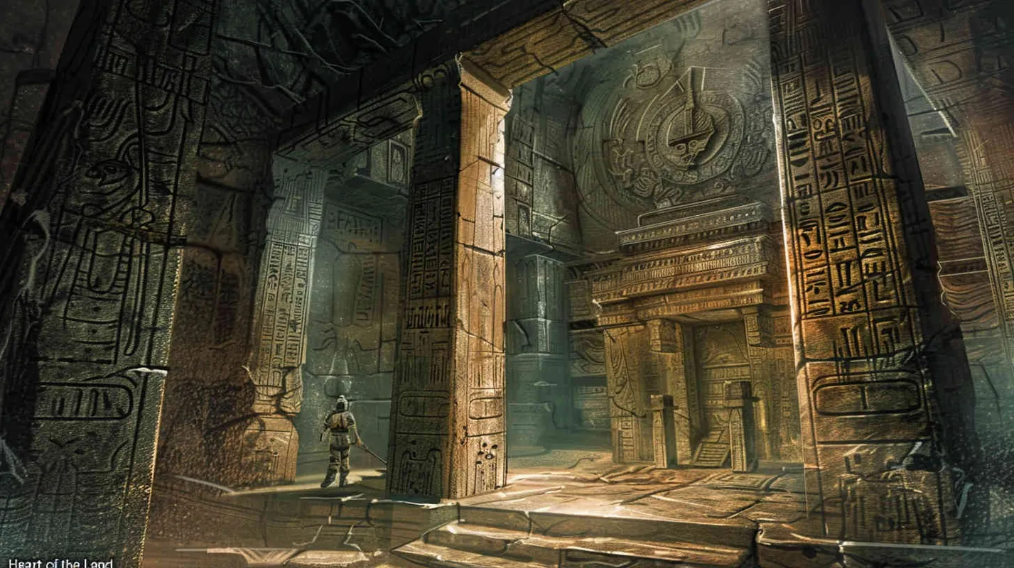 Within the temple’s interior, ancient carvings and decorations adorn every surface, while the walls are inscribed with archaic texts recounting age-old legends and mysterious tales. Johnson, along with his team, embarks on a quest to uncover clues about the “Heart of the Land,” only to find themselves ensnared in one trap and enigma after another. Detailed illustration, employing a mix of traditional and digital techniques to capture the intricacies of the carvings and the team’s expressions of determination amidst the enigmatic atmosphere, –ar 16:9 –v 5 – AI绘画作品展示 | Midjourney中文版生成