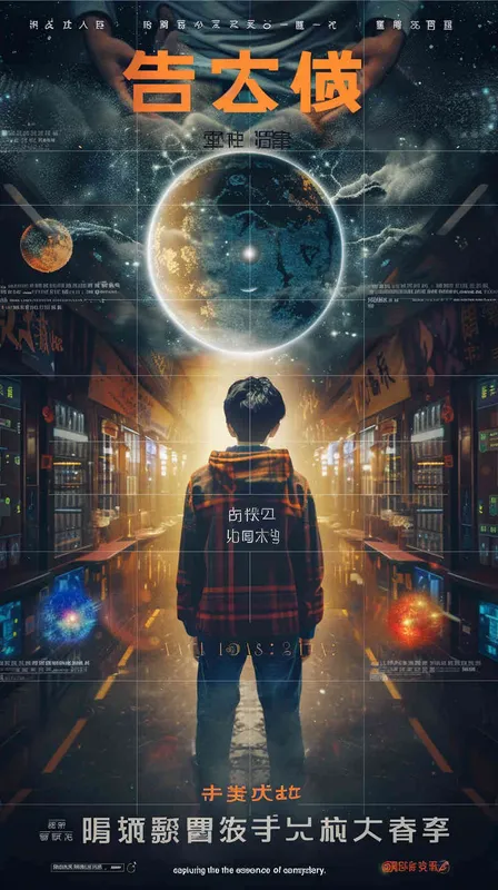 电影海报，平行宇宙主题，画面上下对称，左右平行，校园青春，悬疑的 - style1部分