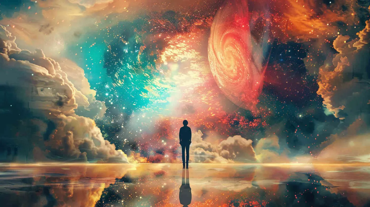 电影海报，平行世界，青春校园，悬疑烧脑，元宇宙空间，对称构图，冷暖对比  - AI绘画作品展示 | Midjourney中文版生成