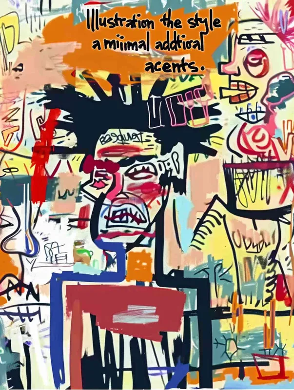 插画，巴斯奎特风格，画面暖色调，不要太多的补色 - style1部分