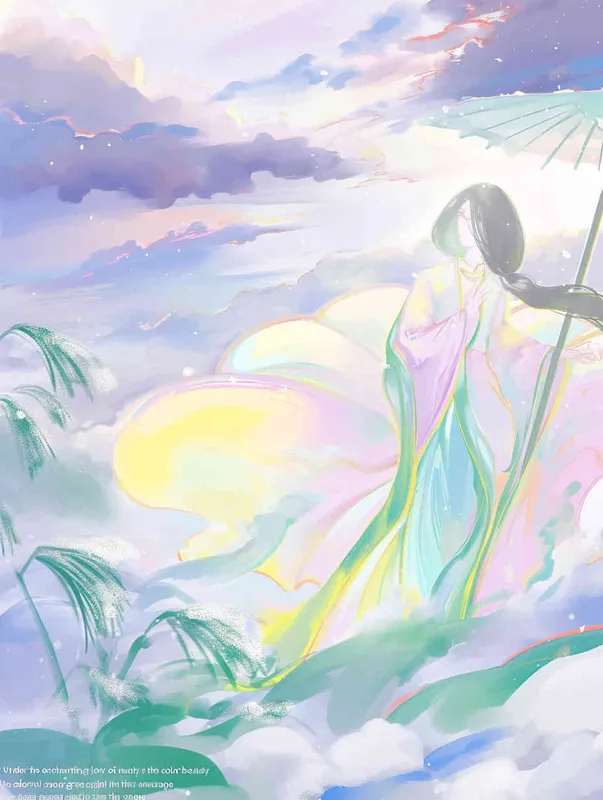 古风 美女 多彩  雪地 光影 积雪草  - style1部分
