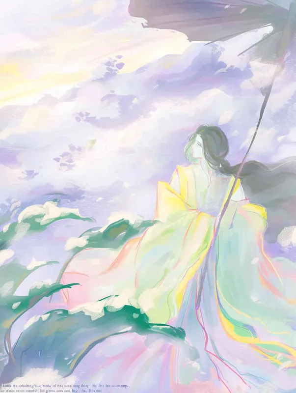 古风 美女 多彩  雪地 光影 积雪草  - style2部分