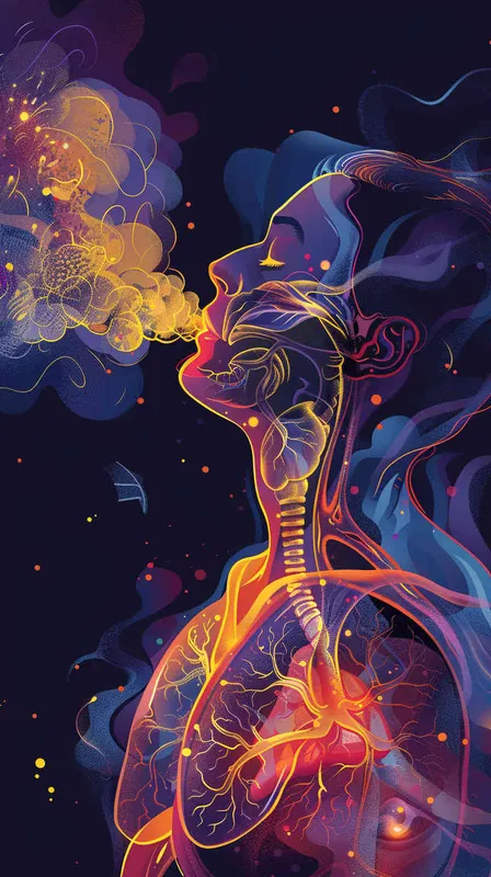 Draw a picture of adult atomizing inhalation care, requiring lungs, adult atomizing action, vivid image – AI绘画作品展示 | Midjourney中文版生成