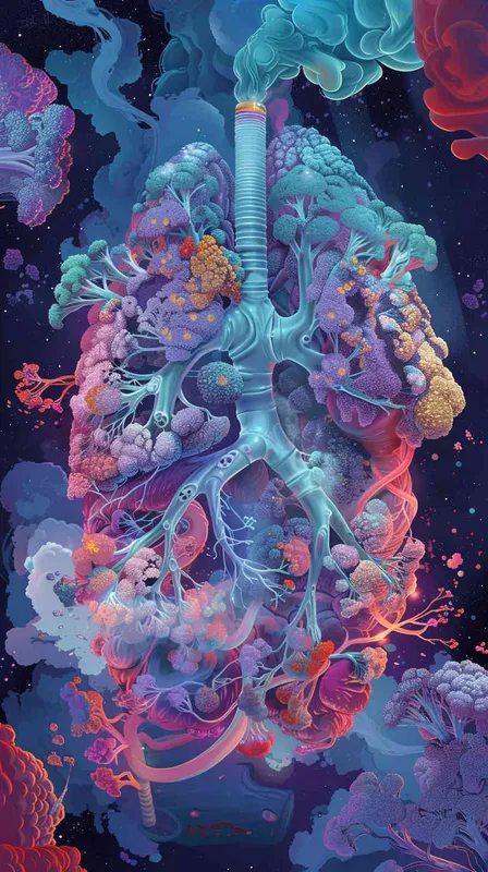 Draw a picture of adult atomizing inhalation care, requiring lungs, adult atomizing action, vivid image - style2部分