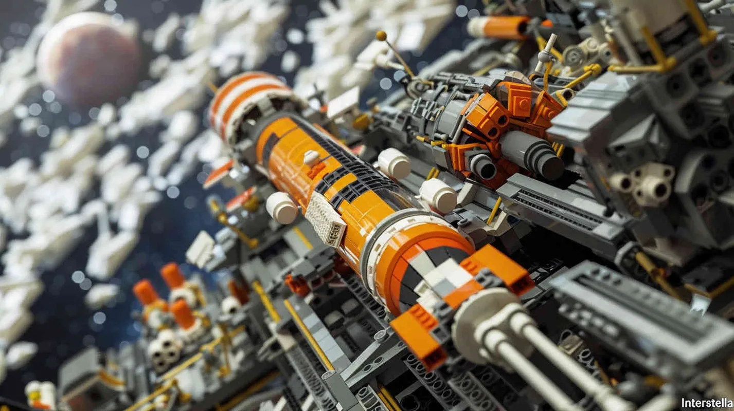 Rendered in LEGO block style, the panorama of the Space Pioneer Base stretches out, with the spaceship "Interstellar" stationed on the launch platform. Artwork, incorporating playful elements and exaggerated proportions, capturing the whimsical essence of LEGO construction, --ar 16:9 --v 5 - AI绘画作品展示 | Midjourney中文版生成