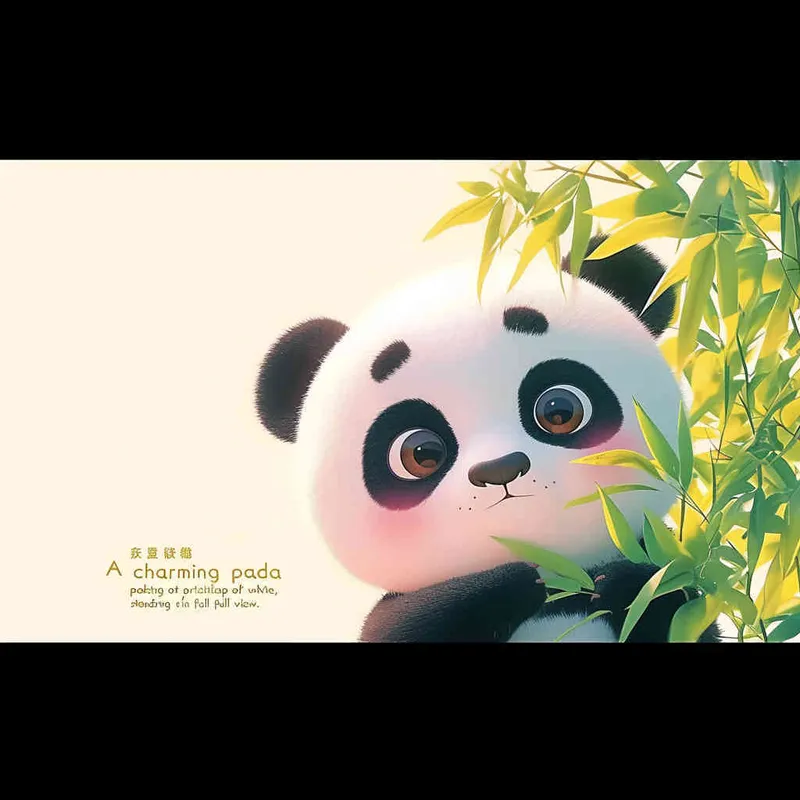 一只可爱的熊猫，探头探脑，白色背景，全身 - style1部分