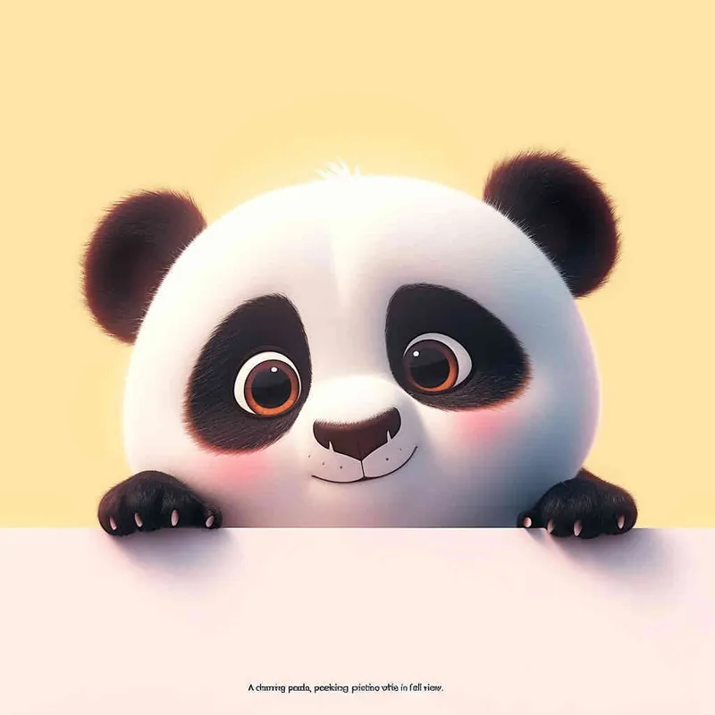 一只可爱的熊猫，探头探脑，白色背景，全身 - style4部分