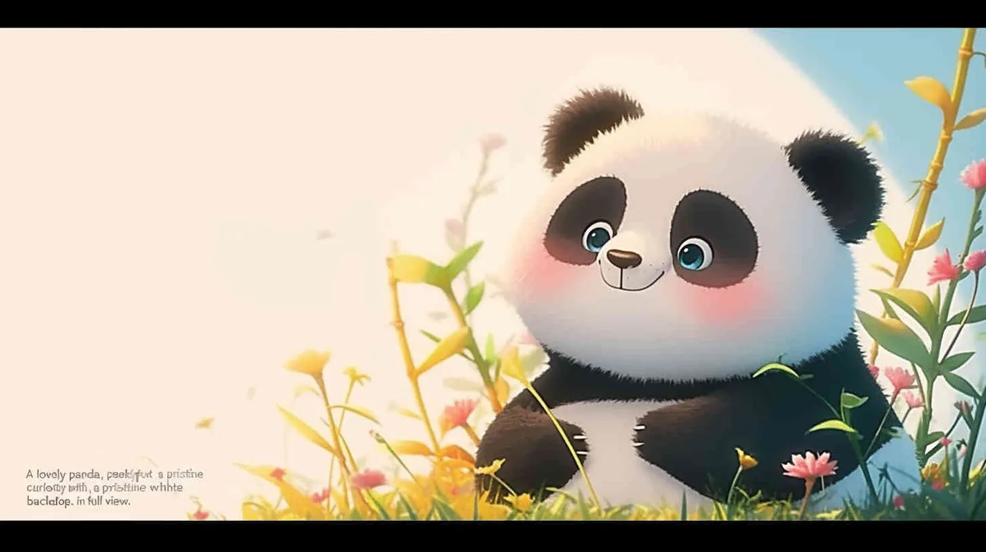 一只可爱的熊猫，探头探脑，白色背景，全身  - style2部分