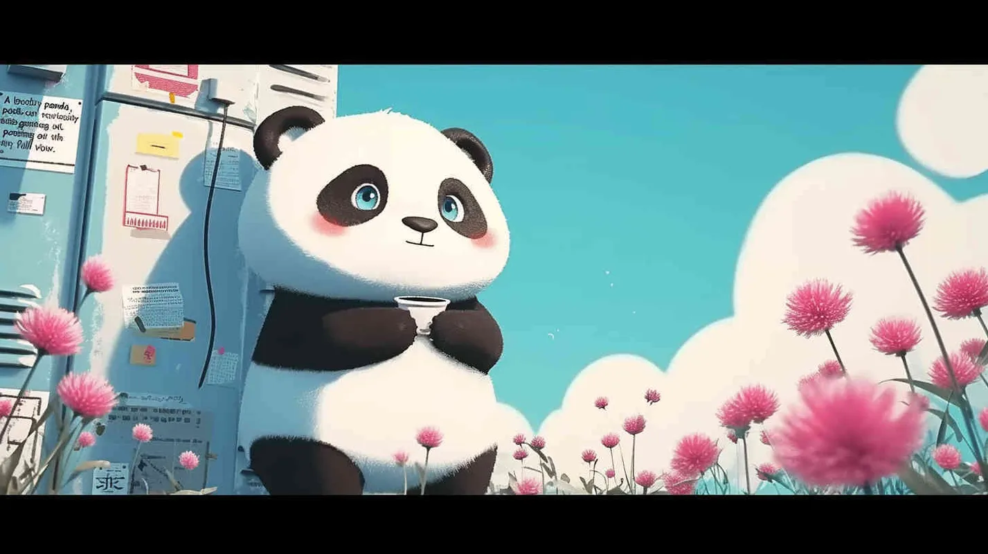 一只可爱的熊猫，探头探脑，白色背景，全身  - style3部分