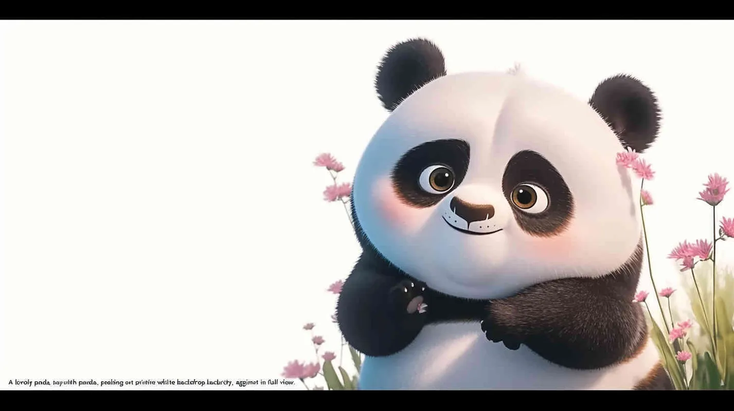一只可爱的熊猫，探头探脑，白色背景，全身  - style4部分