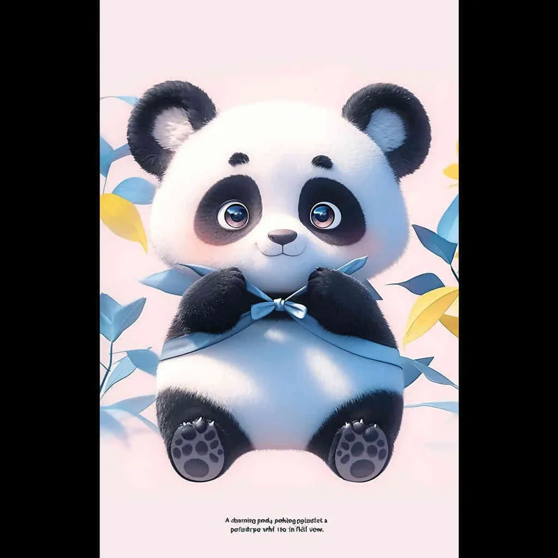 一只可爱的熊猫，探头探脑，白色背景，全身 - AI绘画作品展示 | Midjourney中文版生成