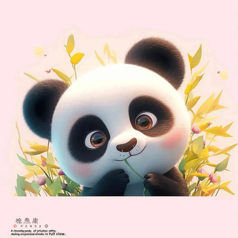 一只可爱的熊猫，探头探脑，白色背景，全身 - AI绘画作品展示 | Midjourney中文版生成