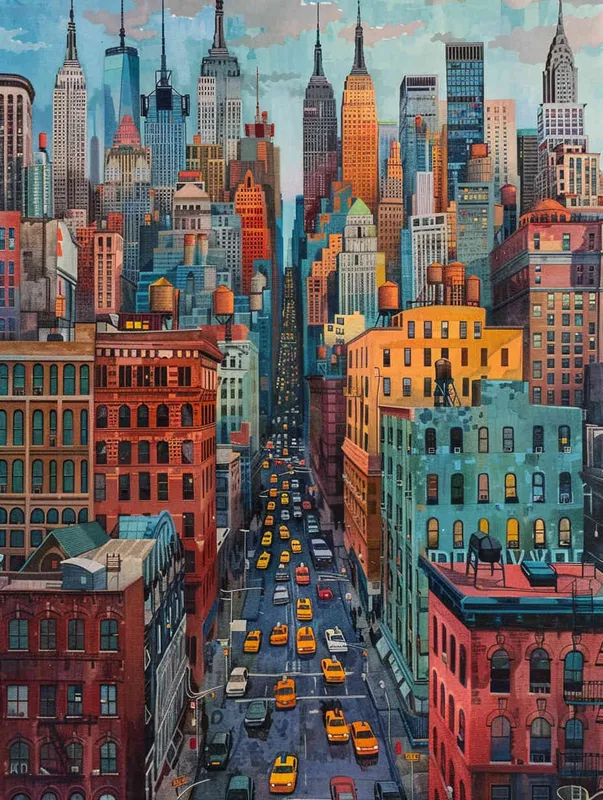 The bustling city of New York - style4部分