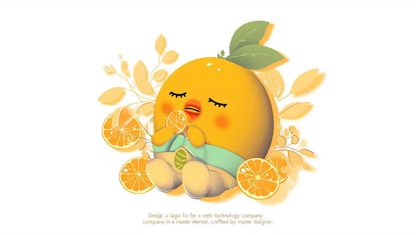 为一家网络科技公司设计一个以橙子为主视觉的Logo，扁平的风格，大师设计 - style1部分
