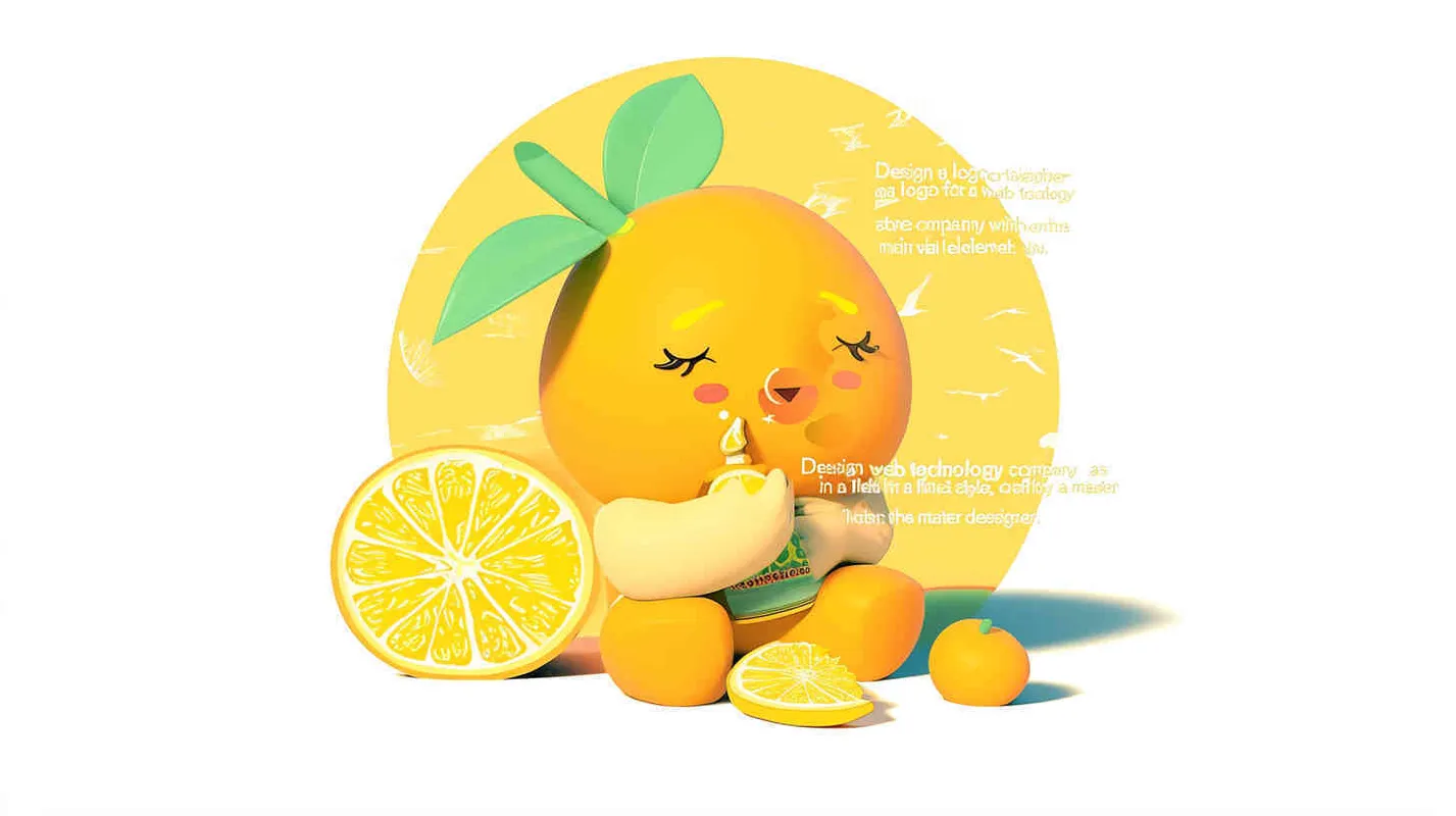 为一家网络科技公司设计一个以橙子为主视觉的Logo，扁平的风格，大师设计 - style3部分