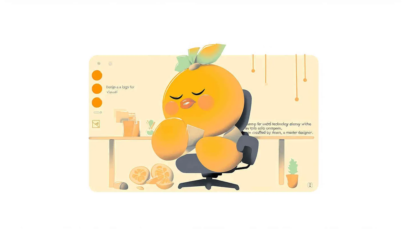 为一家网络科技公司设计一个以橙子为主视觉的Logo，扁平的风格，大师设计 - style4部分