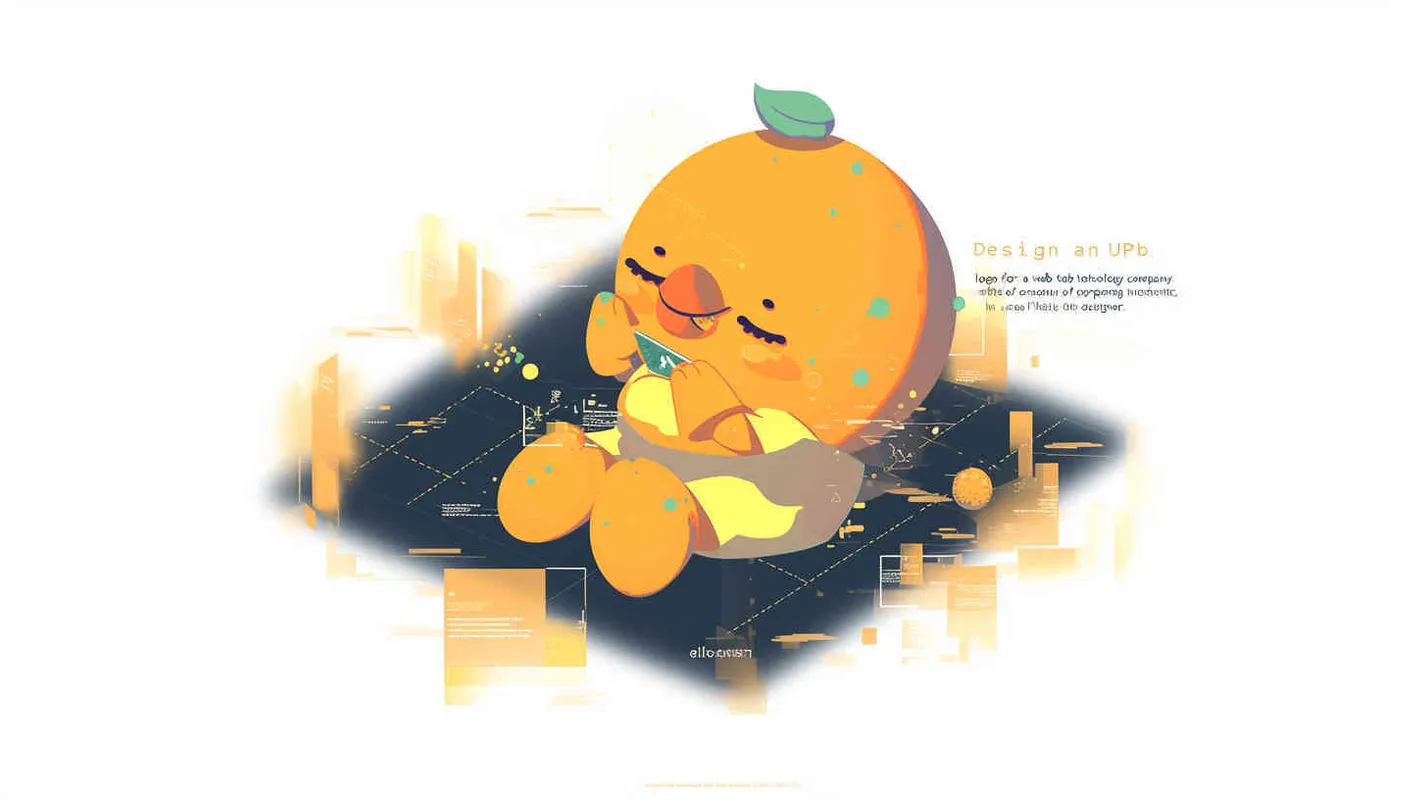 为一家网络科技公司设计一个以橙子为元素的IP形象Logo，互联网科技感，未来设计，扁平插画风格，大师设计 - style3部分