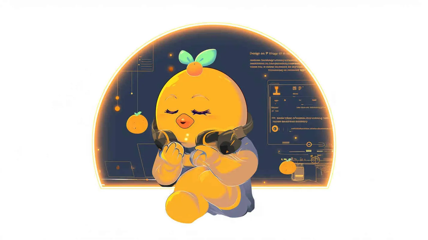 为一家网络科技公司设计一个以橙子为元素的IP形象Logo，互联网科技感，未来设计，扁平插画风格，大师设计 - style4部分