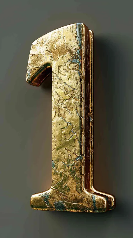 将数字1做成立体金字，权力的游戏风格，纯色背景 - style1部分