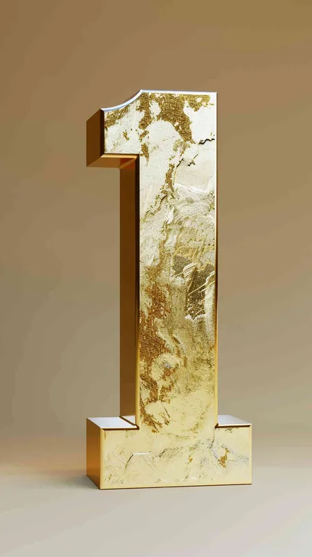 将数字1做成立体金字，权力的游戏风格，纯色背景 - style3部分