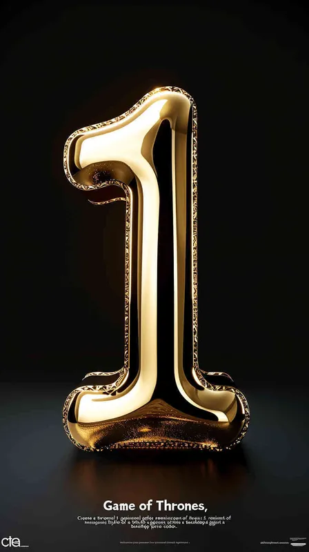 将数字1做成立体金字，权力的游戏风格，纯色背景  - style1部分