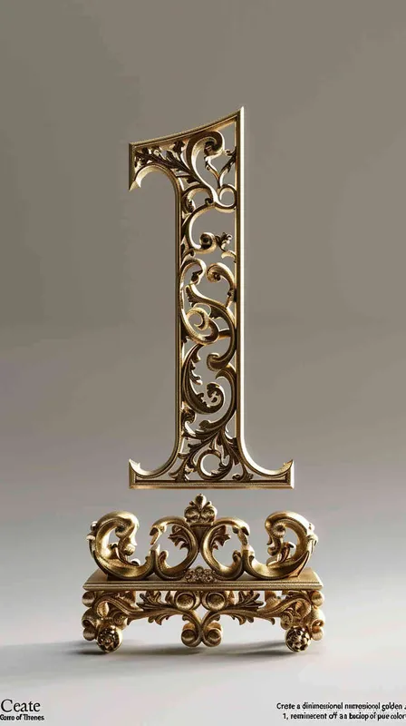 将数字1做成立体金字，权力的游戏风格，纯色背景  - style4部分
