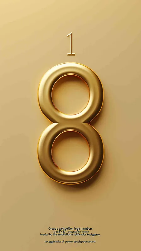 用数字1和8做成金色logo，权力游戏的风格，纯色背景 - style4部分